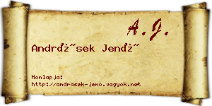 Andrásek Jenő névjegykártya